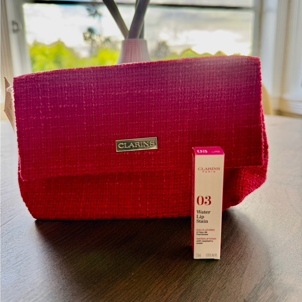 Clarins Vibrant Red Cosmetic Bag & Lip Stain